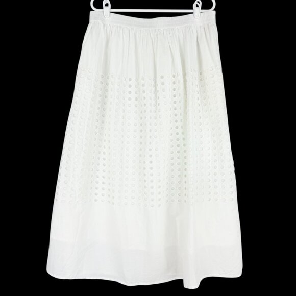 Jennifer & Grace Women's White Lined Eyelet Maxi Skirt Size L Elastic Waist NWT - Picture 2 of 11